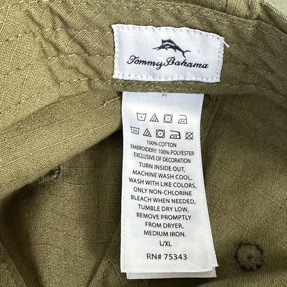 Tommy Bahama Ripstop Plaid Cotton Summer Beach Adjustable Hat - Green OS - Picture 8 of 9